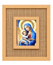 Virgin Mary And Baby Jesus Laminated Jute Wall Photo Frame, 14 X 16 Inch (F174205)