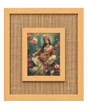 Goddess Saraswati Laminated Jute Wall Photo Frame, 14 X 16 Inch (F174211)