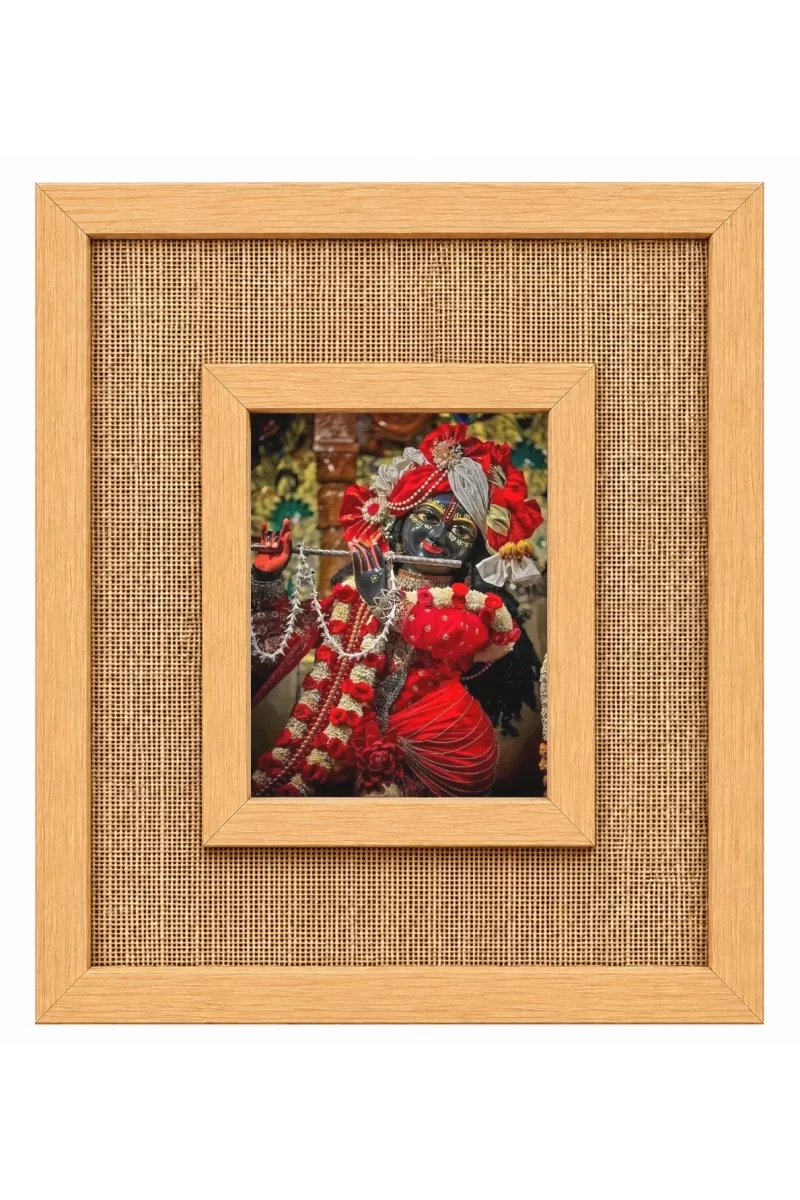 Lord Krishna Laminated Jute Wall Photo Frame, 14 X 16 Inch (F174214)