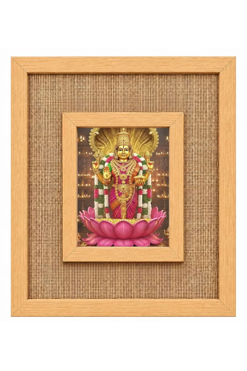 Goddess Lakshmi Laminated Jute Wall Photo Frame, 14 X 16 Inch (F174215)