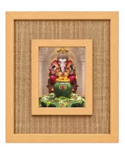 Lord Ganesha Laminated Jute Wall Photo Frame, 14 X 16 Inch (F174218)