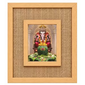 Lord Ganesha Laminated Jute Wall Photo Frame, 14 X 16 Inch (F174218)