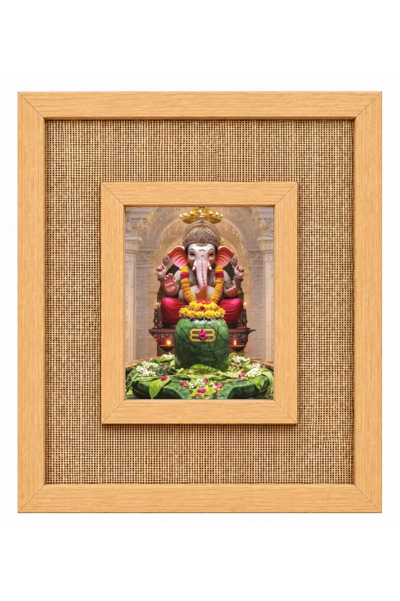 Lord Ganesha Laminated Jute Wall Photo Frame, 14 X 16 Inch (F174218)
