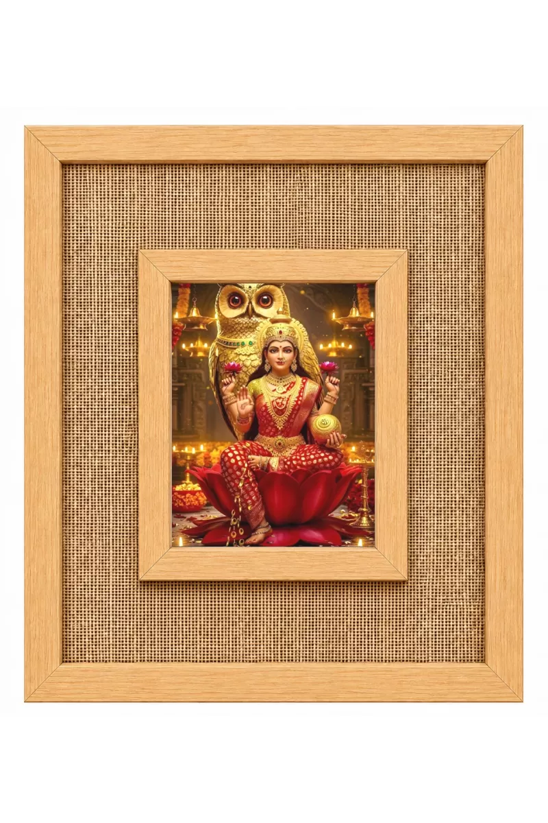 Maa Lakshmi Laminated Jute Wall Photo Frame, 14 X 16 Inch (F174221)