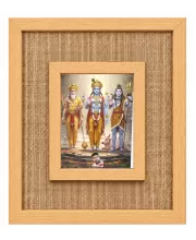 Lord Bramha Vishnu Maheshwar Laminated Jute Wall Photo Frame, 14 X 16 Inch (F174223)