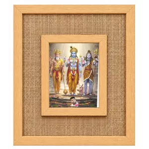 Lord Bramha Vishnu Maheshwar Laminated Jute Wall Photo Frame, 14 X 16 Inch (F174223) Lord Bramha Vishnu Maheshwar Laminated Jute Wall Photo Frame, 14 X 16 Inch (F174223)