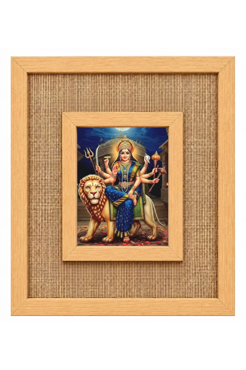 Durga Maa Laminated Jute Wall Photo Frame, 14 X 16 Inch (F174227)