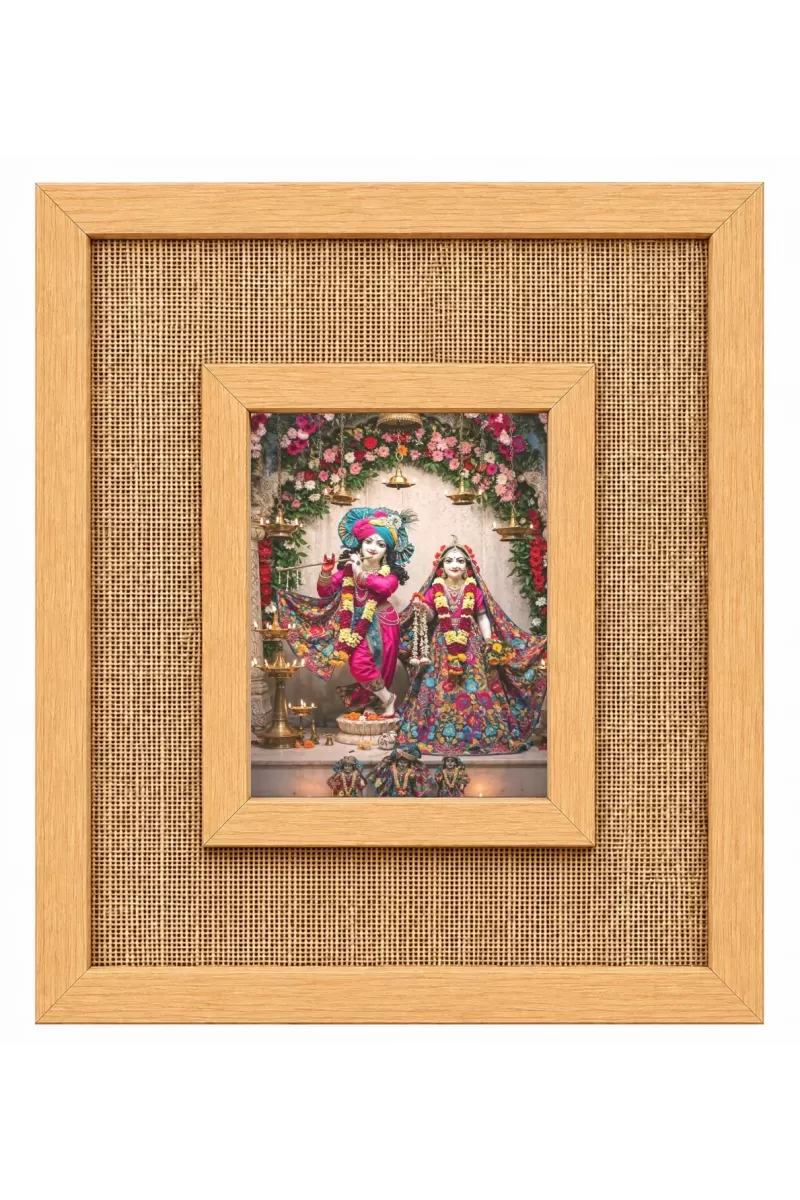 Radha Krishna Laminated Jute Wall Photo Frame, 14 X 16 Inch (F174229)