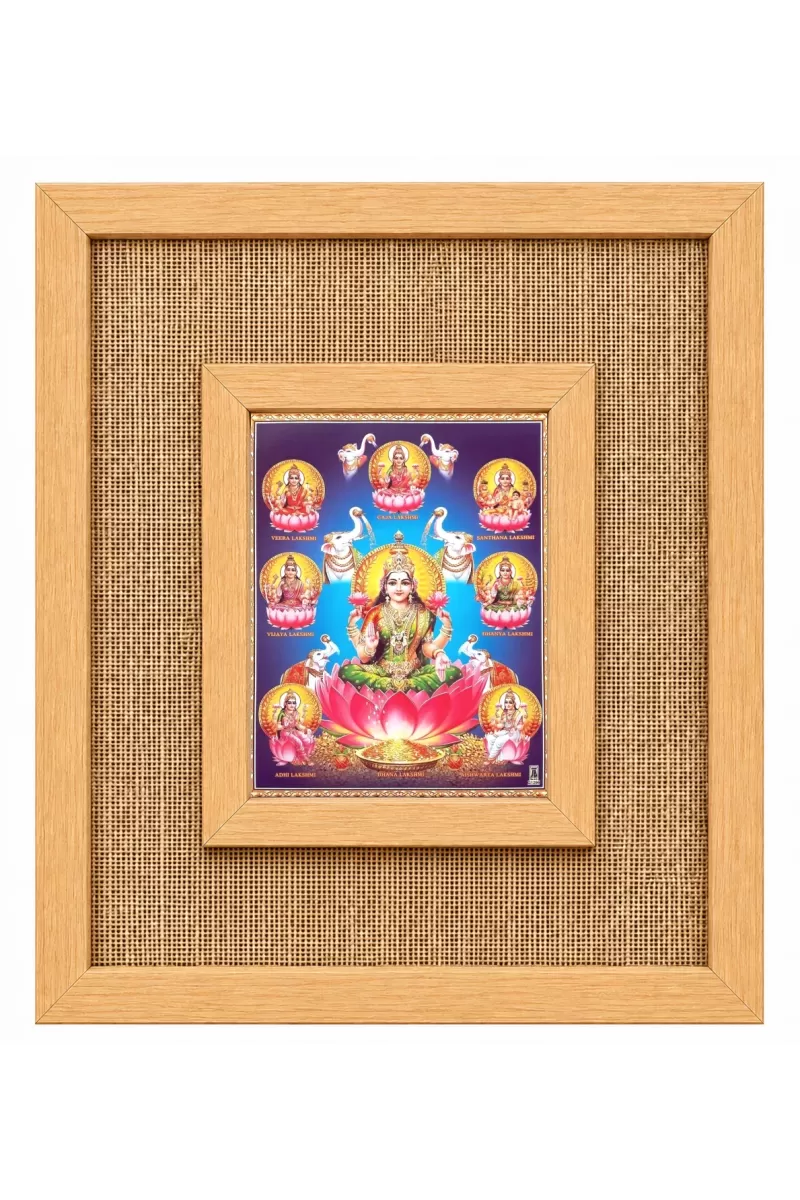 Goddess Astha Lakshmi Laminated Jute Wall Photo Frame, 14 X 16 Inch (F174237)