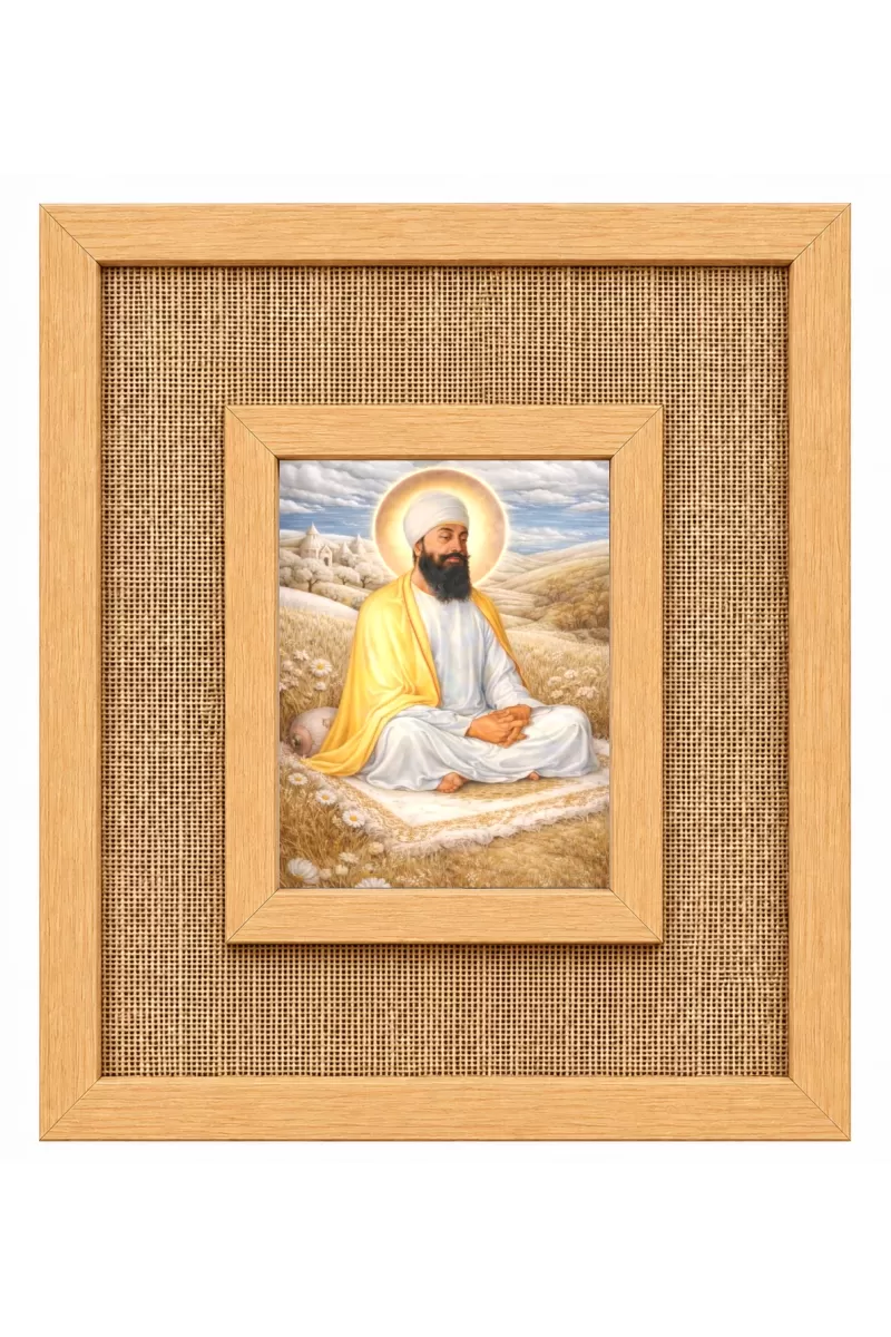 Guru Nanak Ji Laminated Jute Wall Photo Frame, 14 X 16 Inch (F174239)