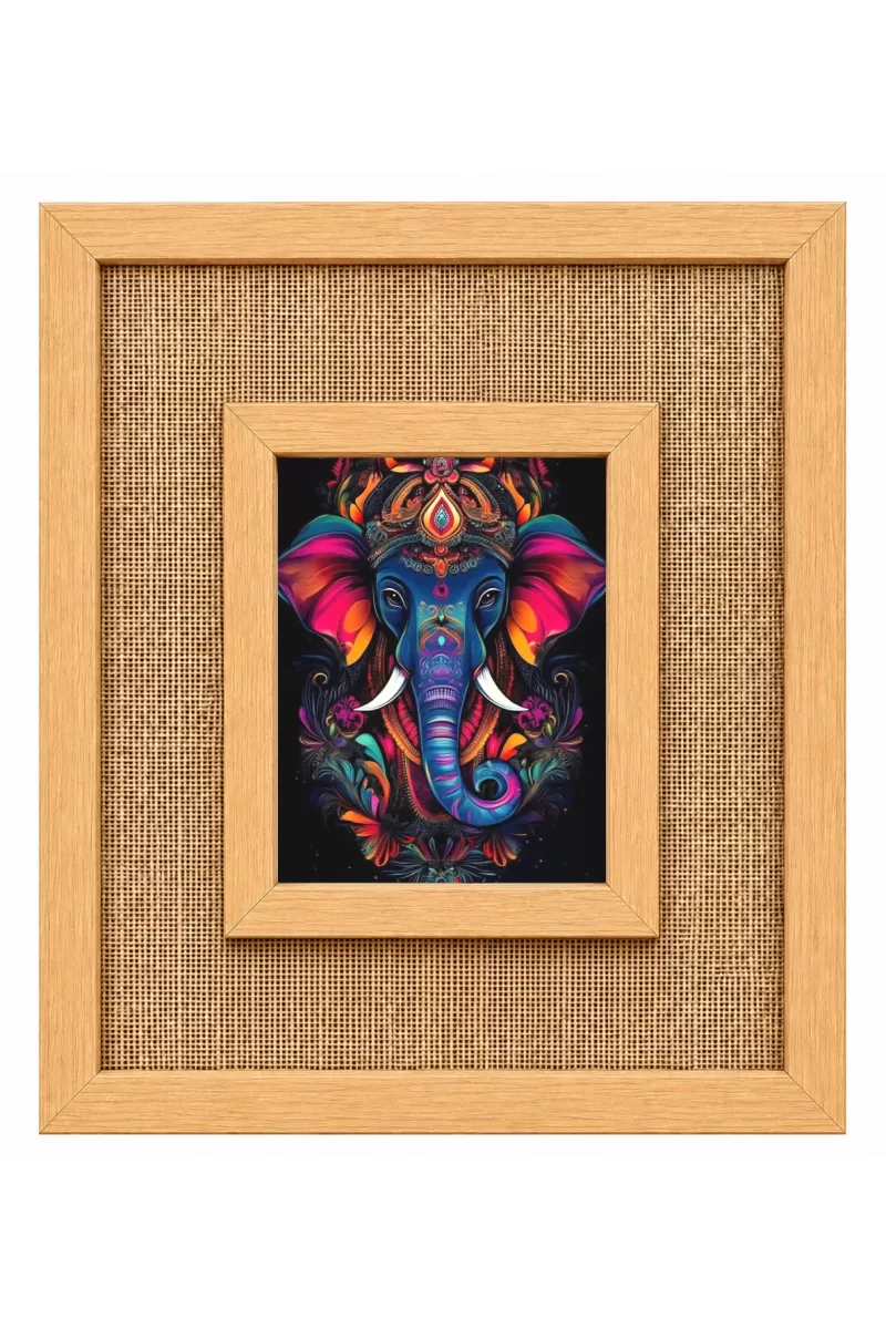 Lord Ganesha Laminated Jute Wall Photo Frame, 14 X 16 Inch (F174242)