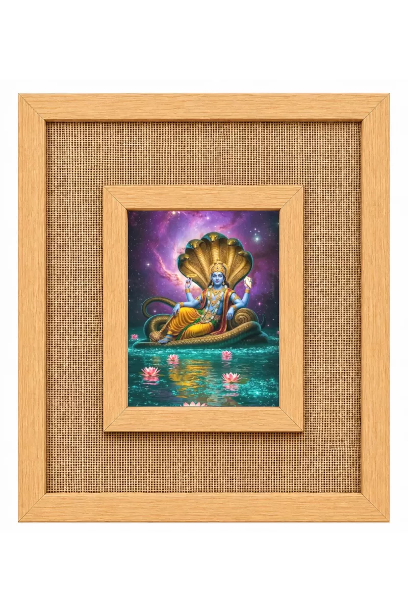 Lord Vishnu Laminated Jute Wall Photo Frame, 14 X 16 Inch (F174243)