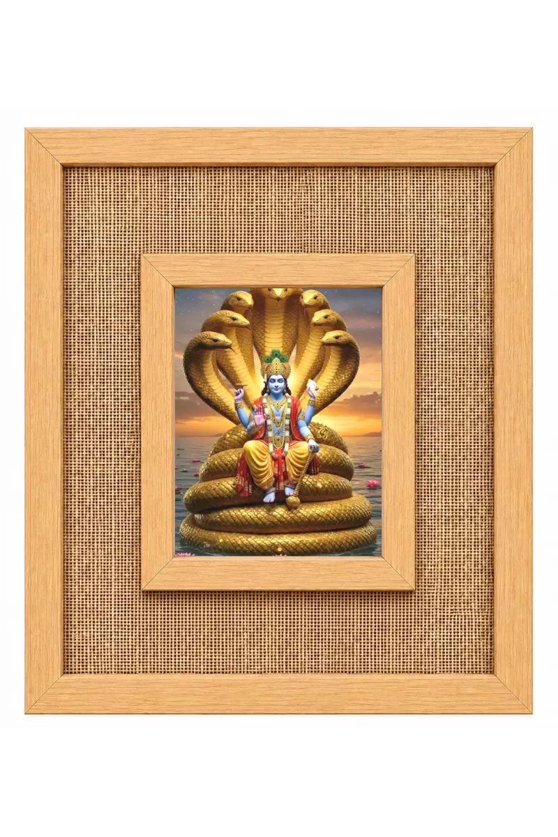 Lord Vishnu Laminated Jute Wall Photo Frame, 14 X 16 Inch (F174245)
