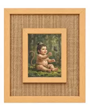 Baby Hanuman Laminated Jute Wall Photo Frame, 14 X 16 Inch (F174247)