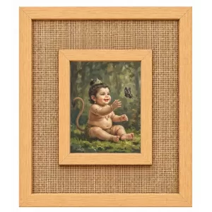 Baby Hanuman Laminated Jute Wall Photo Frame, 14 X 16 Inch (F174247) Baby Hanuman Laminated Jute Wall Photo Frame, 14 X 16 Inch (F174247)