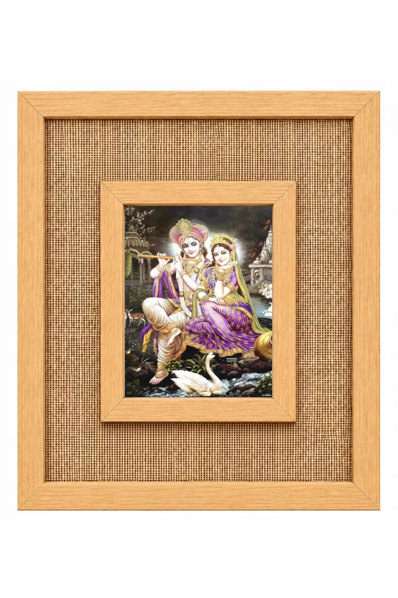 Radha Krishna Laminated Jute Wall Photo Frame, 14 X 16 Inch (F174251)