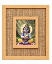 Lord Krishna Laminated Jute Wall Photo Frame, 14 X 16 Inch (F174252)