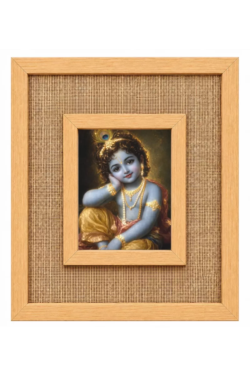 Lord Krishna Laminated Jute Wall Photo Frame, 14 X 16 Inch (F174257)