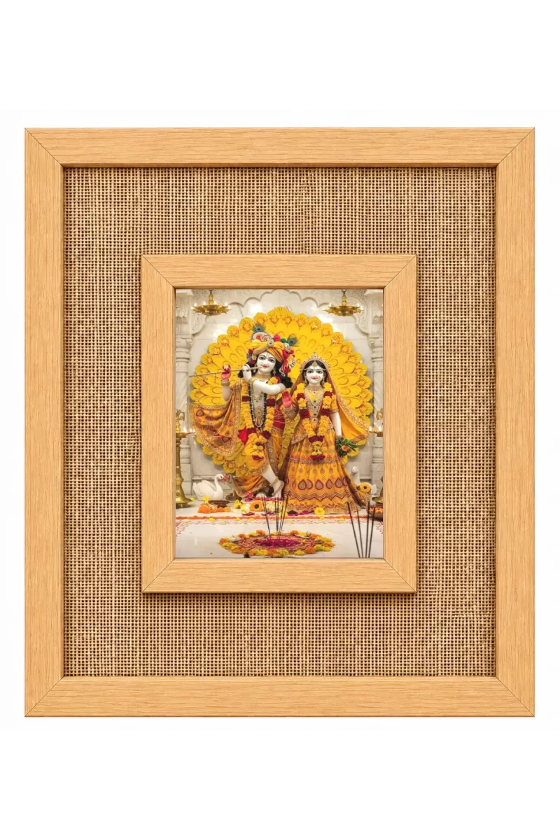 Radha Krishna Laminated Jute Wall Photo Frame, 14 X 16 Inch (F174268)