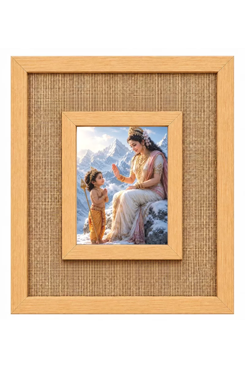 Maa Durga Laminated Jute Wall Photo Frame, 14 X 16 Inch (F174269)
