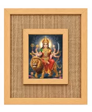 Durga Maa Laminated Jute Wall Photo Frame, 14 X 16 Inch (F174273)