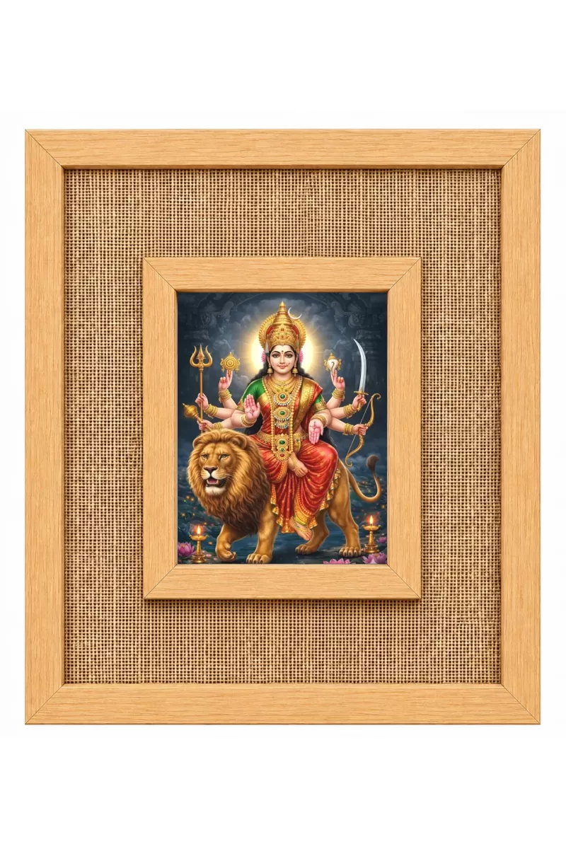 Durga Maa Laminated Jute Wall Photo Frame, 14 X 16 Inch (F174273)