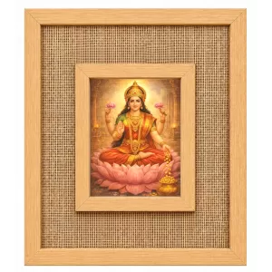 Goddess Lakshmi Laminated Jute Wall Photo Frame, 14 X 16 Inch (F174279)