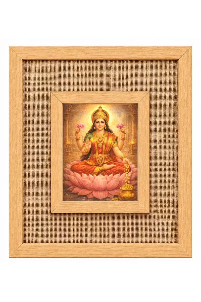 Goddess Lakshmi Laminated Jute Wall Photo Frame, 14 X 16 Inch (F174279)