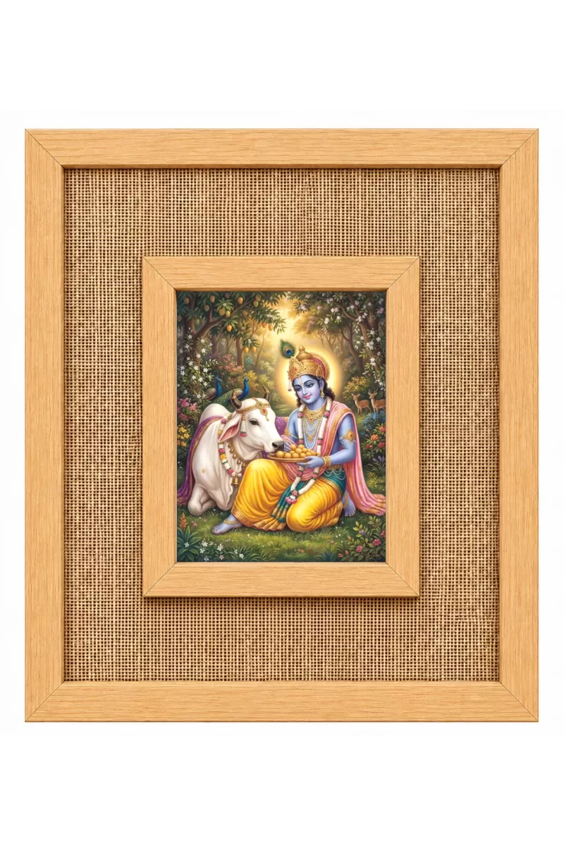 Lord Krishna Laminated Jute Wall Photo Frame, 14 X 16 Inch (F174283)
