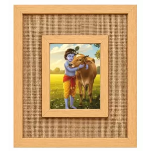 Lord Krishna And Cow Laminated Jute Wall Photo Frame, 14 X 16 Inch (F174284) Lord Krishna And Cow Laminated Jute Wall Photo Frame, 14 X 16 Inch (F174284)
