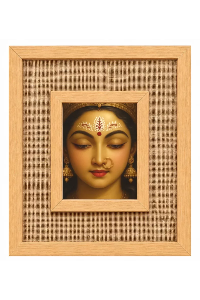 Durga Maa Laminated Jute Wall Photo Frame, 14 X 16 Inch (F174285)