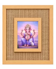 Lord Ganesha Laminated Jute Wall Photo Frame, 14 X 16 Inch (F174286)