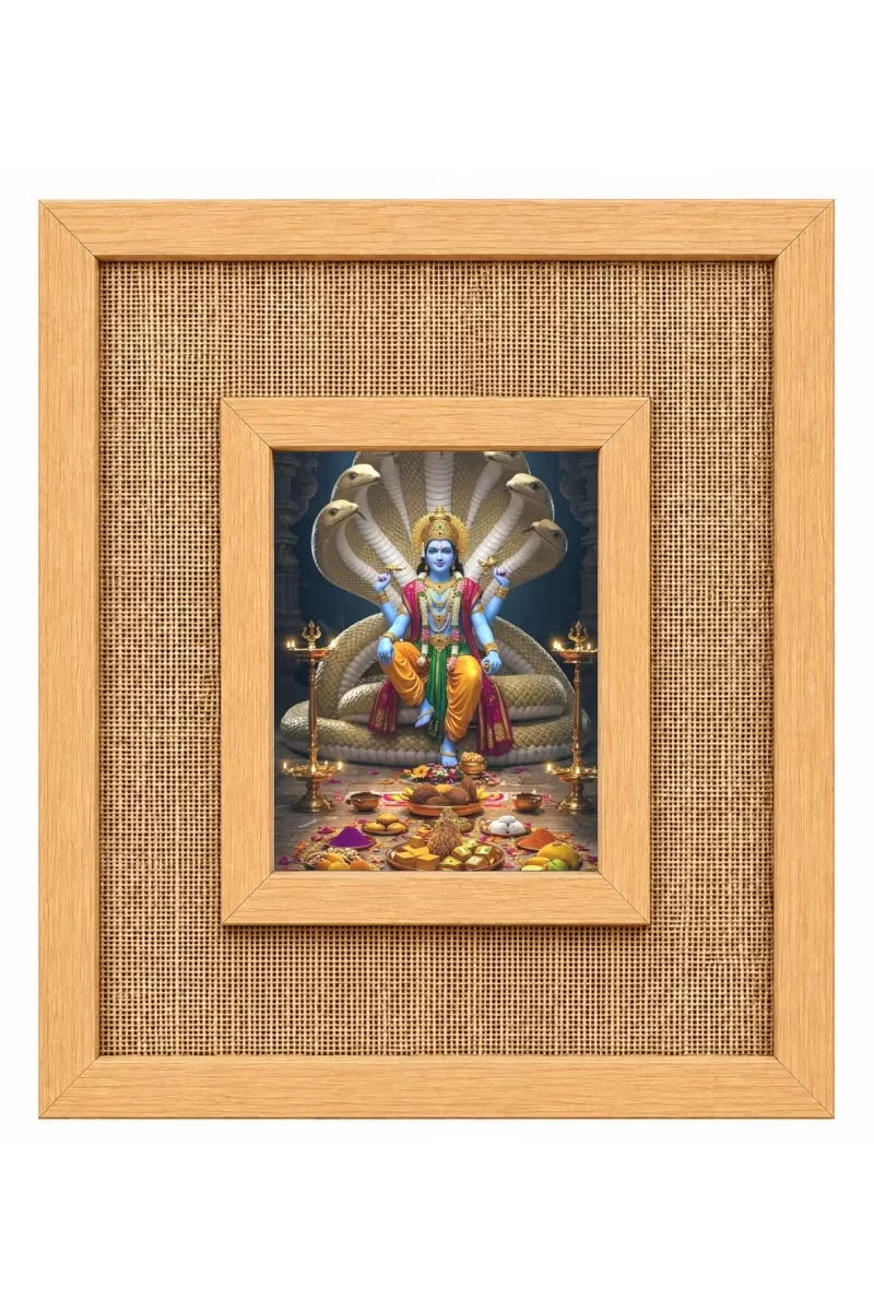 Lord Vishnu Laminated Jute Wall Photo Frame, 14 X 16 Inch (F174291)