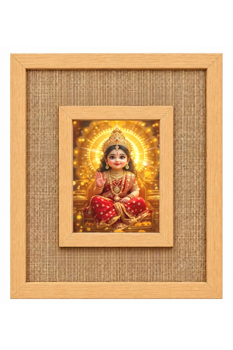 Baby Durga Laminated Jute Wall Photo Frame, 14 X 16 Inch (F174296)