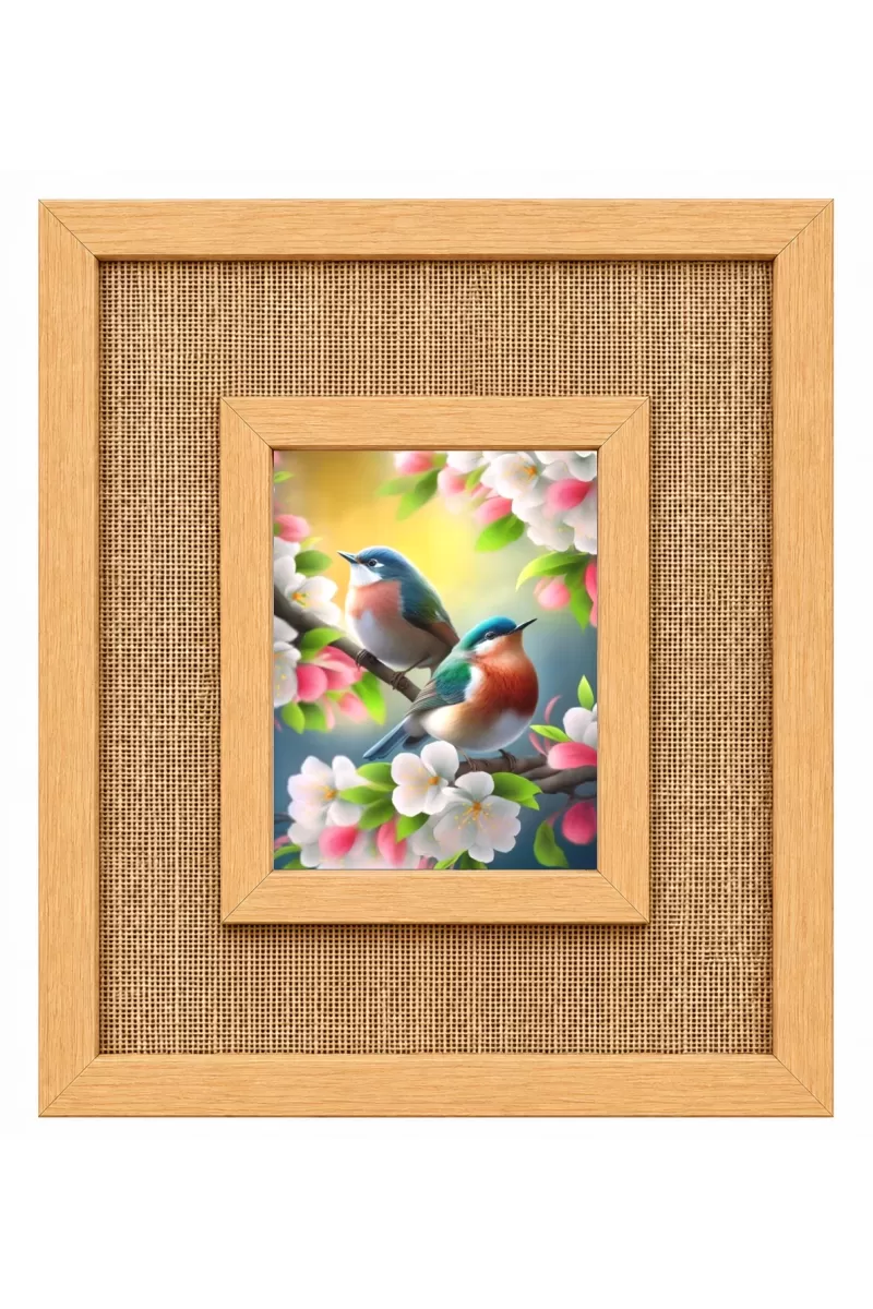 Birds Laminated Jute Wall Photo Frame, 14 X 16 Inch (F174299)
