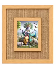 Lord Krishna Laminated Jute Wall Photo Frame, 14 X 16 Inch (F174300)