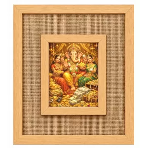 Lord Ganesha Laminated Jute Wall Photo Frame, 14 X 16 Inch (F174301)