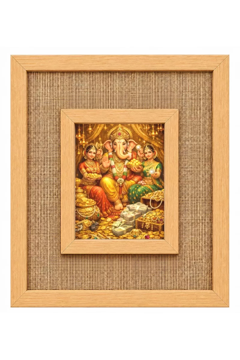 Lord Ganesha Laminated Jute Wall Photo Frame, 14 X 16 Inch (F174301)