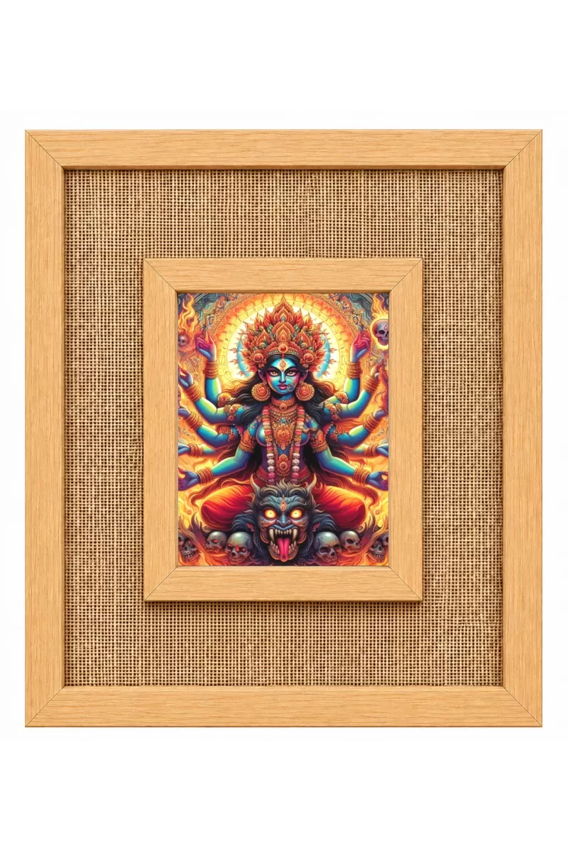 Kali Maa Laminated Jute Wall Photo Frame, 14 X 16 Inch (F174302)