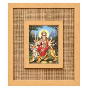 Durga Maa Laminated Jute Wall Photo Frame, 14 X 16 Inch (F174303)