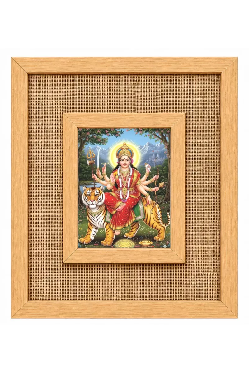 Durga Maa Laminated Jute Wall Photo Frame, 14 X 16 Inch (F174303)