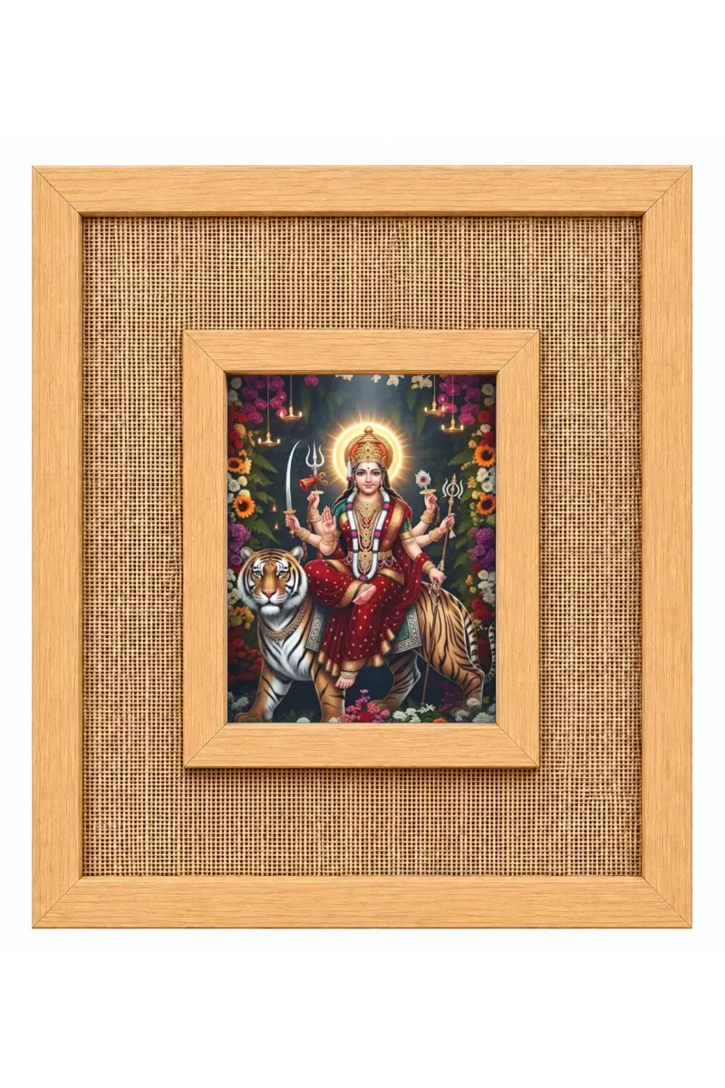 Durga Maa Laminated Jute Wall Photo Frame, 14 X 16 Inch (F174304)