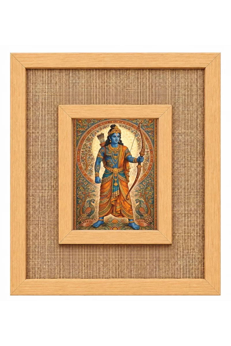 Lord Rama Laminated Jute Wall Photo Frame, 14 X 16 Inch (F174309)