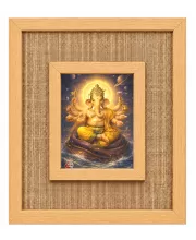 Lord Ganesha Laminated Jute Wall Photo Frame, 14 X 16 Inch (F174310)