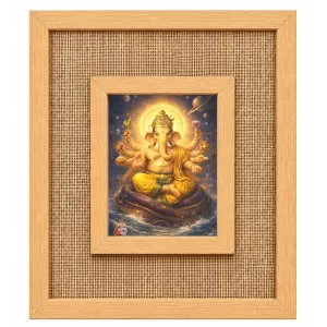 Lord Ganesha Laminated Jute Wall Photo Frame, 14 X 16 Inch (F174310)
