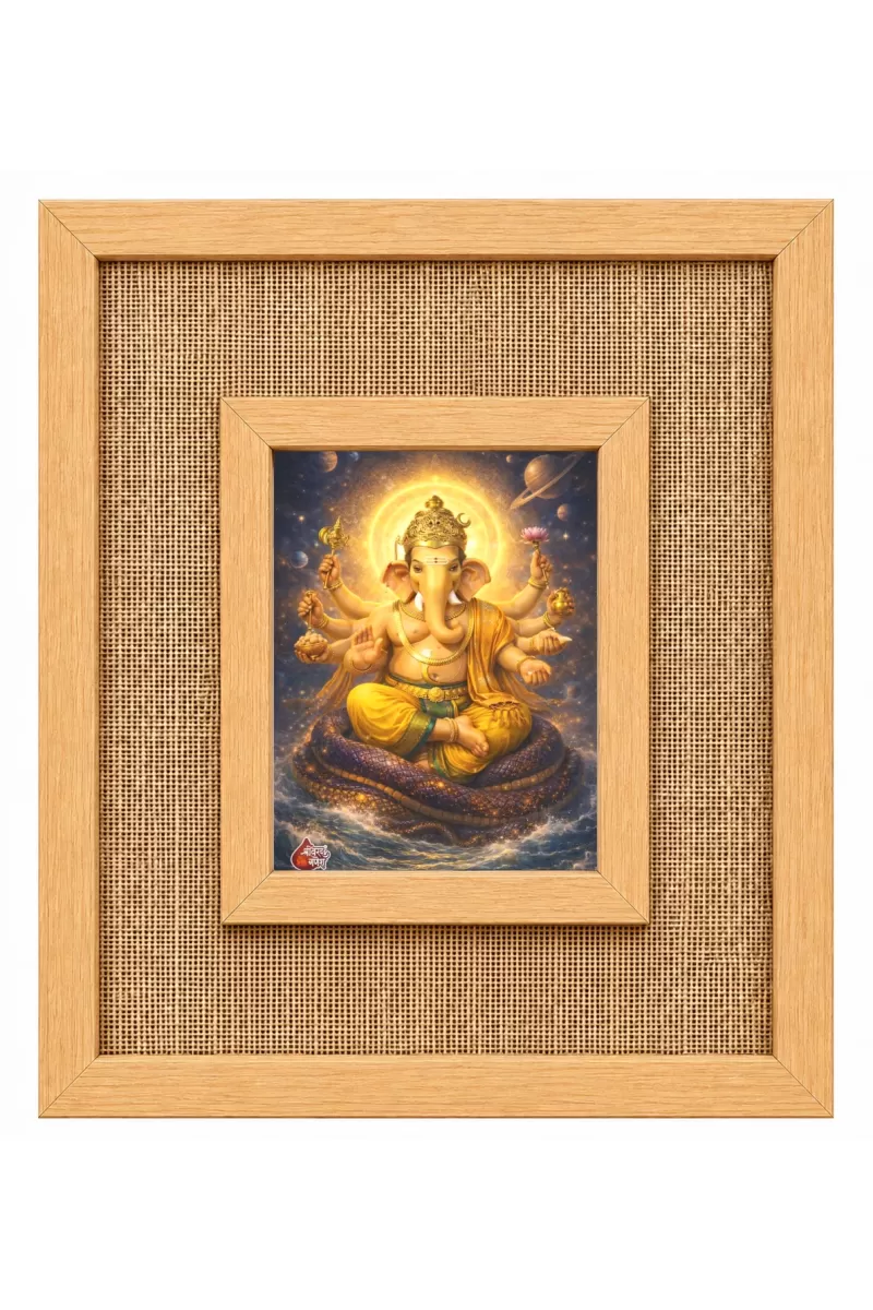 Lord Ganesha Laminated Jute Wall Photo Frame, 14 X 16 Inch (F174310)