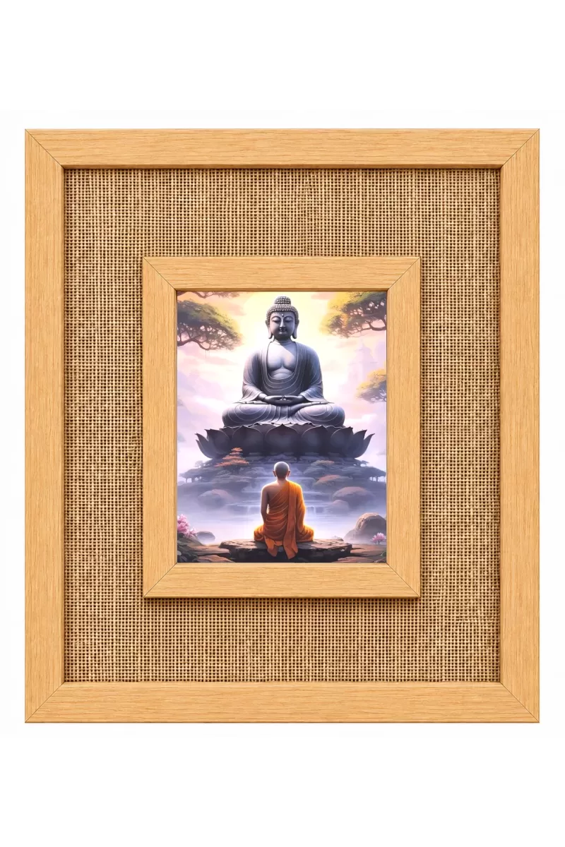 Buddha Laminated Jute Wall Photo Frame, 14 X 16 Inch (F174311)
