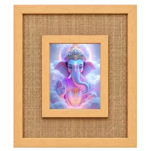 Lord Ganesha Laminated Jute Wall Photo Frame, 14 X 16 Inch (F174314)