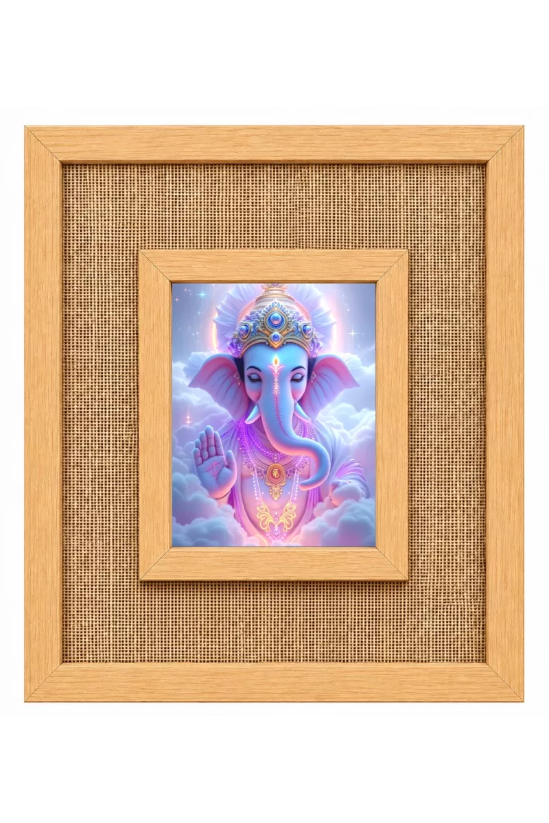 Lord Ganesha Laminated Jute Wall Photo Frame, 14 X 16 Inch (F174314)
