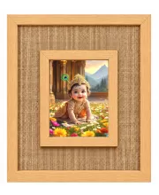 Lord Krishna Laminated Jute Wall Photo Frame, 14 X 16 Inch (F174316)